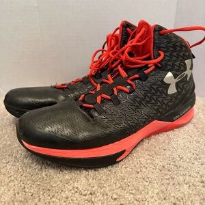 Under Armour Black and Red Athletic Sneakers, Size 14, Pre Loved